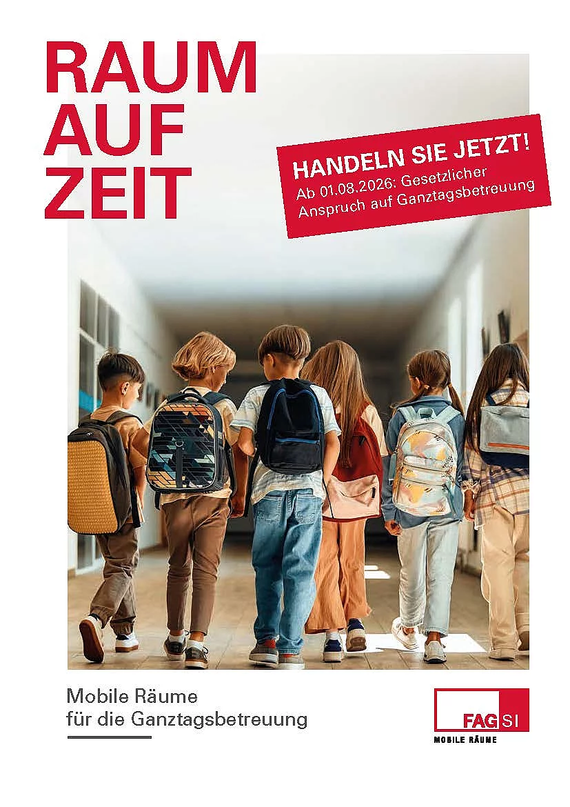 FAGSI-Grafik zu mobilen Räumen für die Ganztagsbetreuung mit Schulkindern im Flur